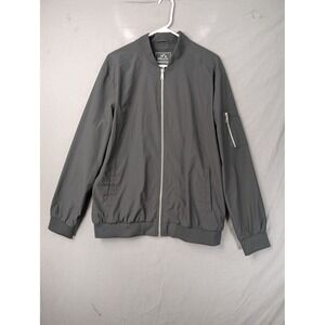 Outdoor Jacket Mens Bomber Jacket Gray Full Zip Flight Coat MA-1 Style Large